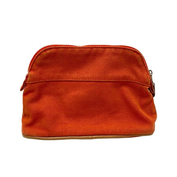HERMES Bolide Pouch 20 - Orange Beige Canvas Leather None Pouch 146-082325 - Picture 2 of 9